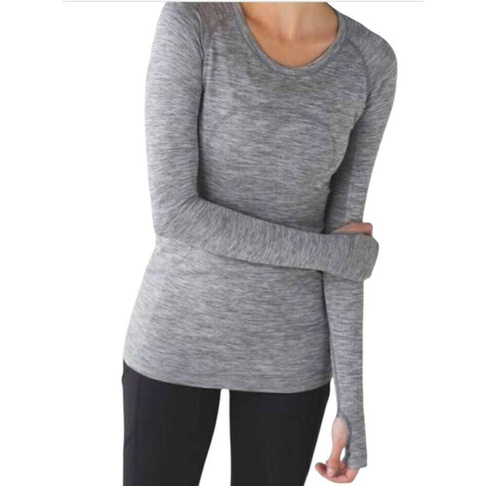 LULULEMON ATHLETICA Swiftly Tech Long Sleeve Crew In Heathered Slate Size 2